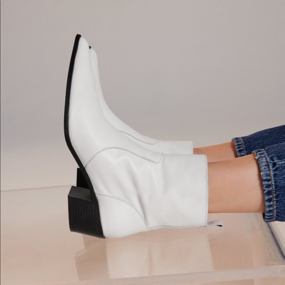 ZARA leather cowboy ankle boots